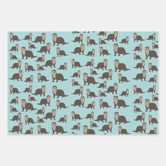 Cute Otter Illustration Pattern Inpakpapier Vel (Voorkant)