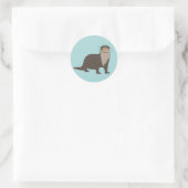 Cute Otter Illustration Ronde Sticker (Tas)
