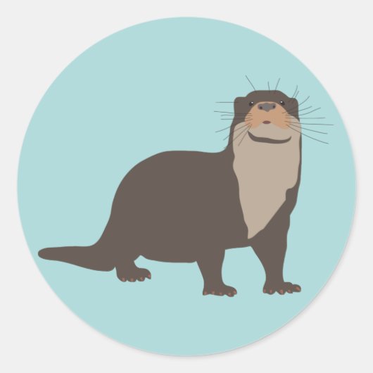 Cute Otter Illustration Ronde Sticker (Voorkant)
