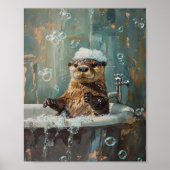 Cute Otter in Bubble Bath Poster (Voorkant)