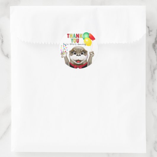 Cute Otter in Tuxedo | Dank u wel Ronde Sticker (Tas)