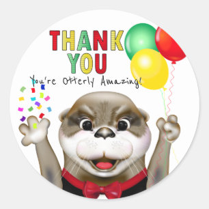 Cute Otter in Tuxedo Dank u wel Ronde Sticker