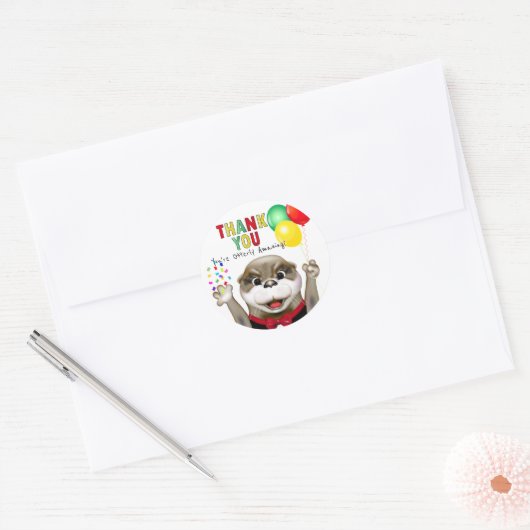 Cute Otter in Tuxedo | Dank u wel Ronde Sticker (Envelop)
