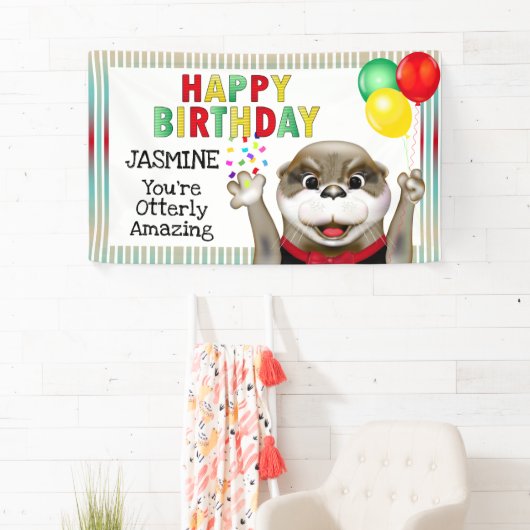 Cute Otter in Tuxedo | Fijne verjaardag Spandoek (Insitu)