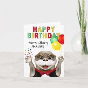 Cute Otter in Tuxedo Happy Birthday Kaart