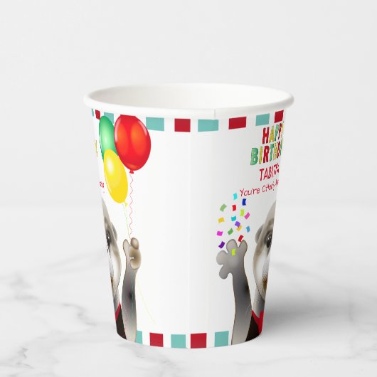 Cute Otter in Tuxedo | Kinderen van Birthday Papieren Bekers (Rechts)