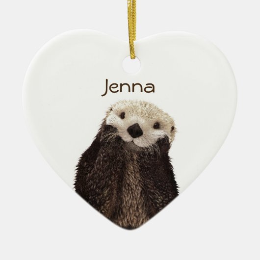 Cute Otter in Water Keramisch Ornament (Voorkant)