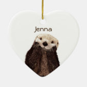 Cute Otter in Water Keramisch Ornament (Achterkant)