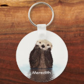 Cute Otter in Water Sleutelhanger (Achterkant)