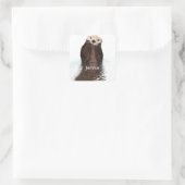 Cute Otter in Water Vierkante Sticker (Tas)