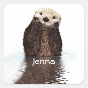 Cute Otter in Water Vierkante Sticker