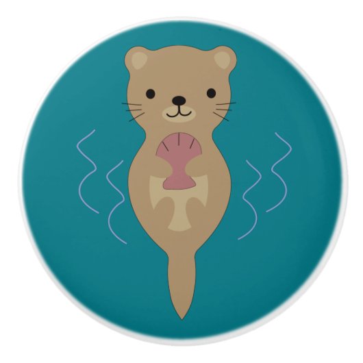 Cute Otter Keramische Knop (Voorkant)