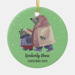 Cute Otter-kerstmis Snowy Winter Holiday Keramisch Ornament