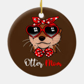 Cute Otter Ma Funny Bow Turban Glasses Keramisch Ornament (Achterkant)