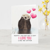 Cute Otter met harten Valentijnsdag Kaart (Gele Bloem)