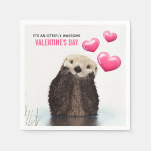Cute Otter met harten Valentijnsdag Servet