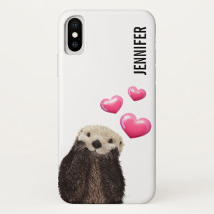Cute Otter met Love Hearts iPhone X Hoesje
