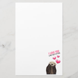 Cute Otter met roze hartenliefde die je hebt gespo Briefpapier