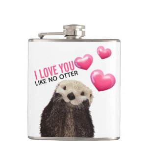 Cute Otter met roze hartenliefde die je hebt gespo Heupfles
