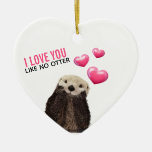 Cute Otter met roze hartenliefde die je hebt gespo Keramisch Ornament