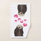 Cute Otter met roze liefdesharten Bad Handdoek (Handdoek)
