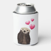Cute Otter met roze liefdesharten Blikjeskoeler (Blikje Achterkant)