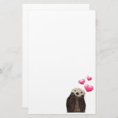 Cute Otter met roze liefdesharten Briefpapier (Voorkant / Achterkant)