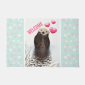 Cute Otter met roze liefdesharten Deurmat (Voorkant)