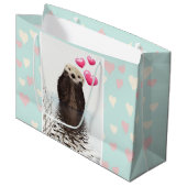 Cute Otter met roze liefdesharten Groot Cadeauzakje (Voorkant Gekanteld)