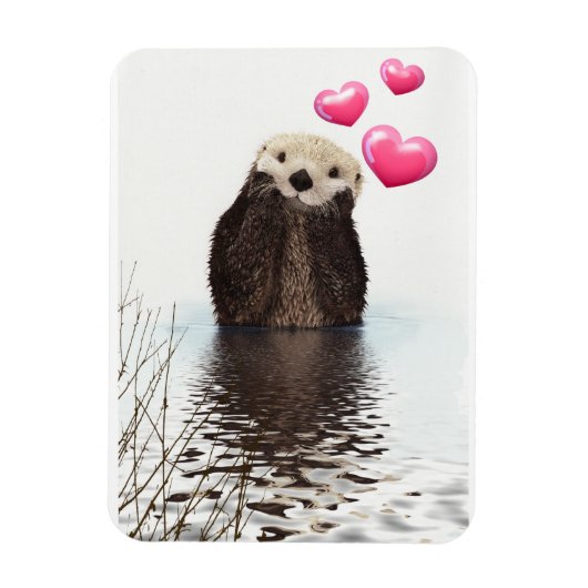 Cute Otter met roze liefdesharten Magneet (Verticaal)