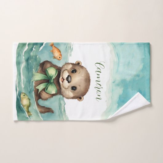 Cute Otter Personnalisé (Serviette à main)