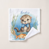Cute Otter Personnalisé Garçon (Gant de toilette)
