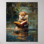Cute Otter Reading a Book Poster (Devant)
