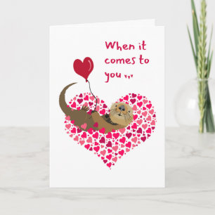 Cute Otter Valentijn Day Swimming in Hearts Kaart
