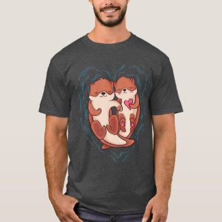 Cute Otter Valentijnsdag Love Otters Holding T-shirt