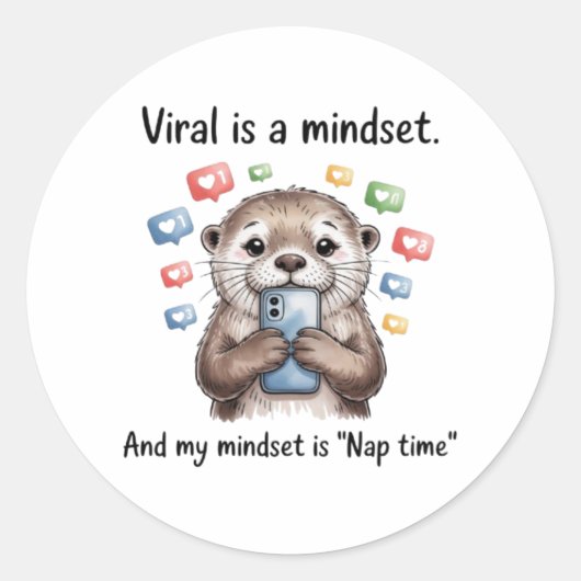 Cute Otter Viral Mindset Nap Time Sticker (Voorkant)