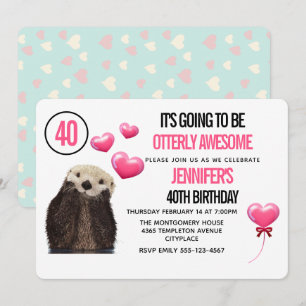 Cute Otter Wildlife met Roze Harten Birthday Kaart