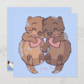 Cute Otters Feestdagenkaart (Voorkant / Achterkant)