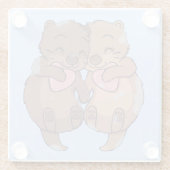 Cute Otters Glazen Onderzetter (Achterkant)