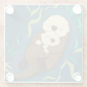 Cute Otters Glazen Onderzetter (Achterkant)