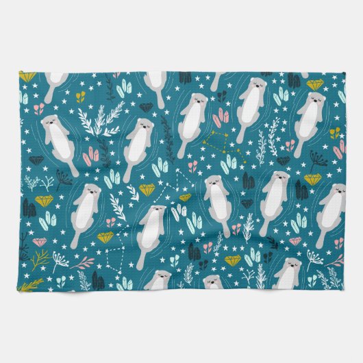 Cute Otters Kitchen Towel Theedoek (Horizontaal)