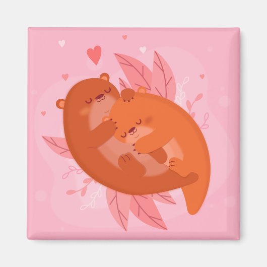 Cute Otters Magneet (Voorkant)