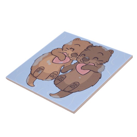Cute Otters Tegeltje (Zijkant)