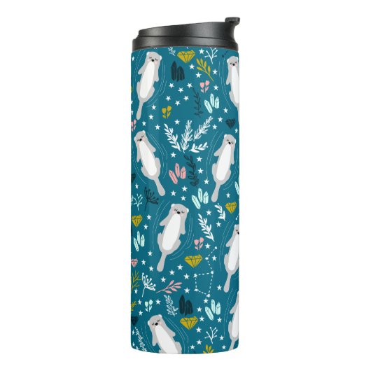 Cute Otters Travel Mug Thermosbeker (Gedraaid links)