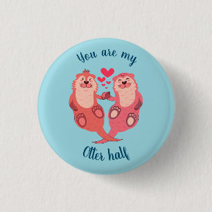 Cute Otters Valentijnsdag Couple Personalized Ronde Button 3,2 Cm