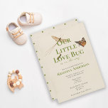 Cute Our Little Love Bug Baby Invitation<br><div class="desc">Cette mignonne invitation de baby shower neutre genre et élégante comporte des bogues vintages sur un arrière - plan en papier ancien avec papillon, chenille et insecte volant. L'envers dispose d'un motif à pois vert doux. Personnalisez le script vert pour vos besoins. Consultez la collection pour la coordination des produits....</div>