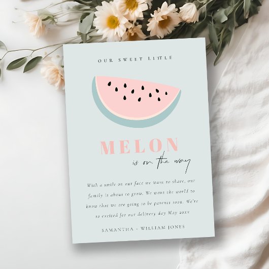 Cute Our Little Melon Aqua Blue Boy Faire-part