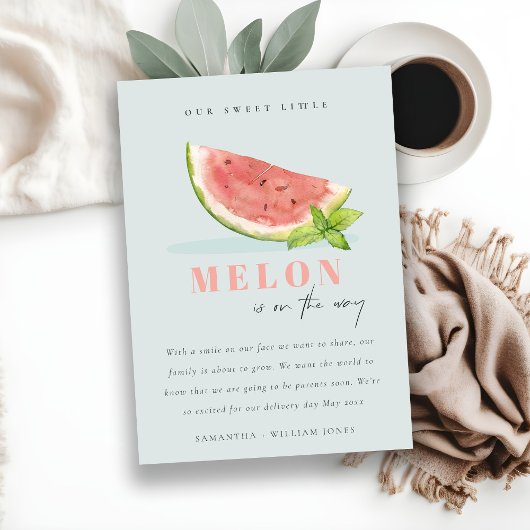 Cute Our Little Melon Mint Blue Boy Faire-part