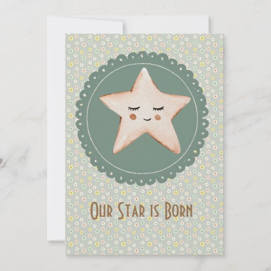 Cute Our Star is Born Boy of Girl Birth Aankondiging (Voorkant)