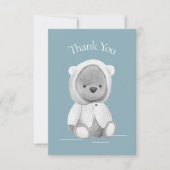 Cute Ours Aquarelle Baby shower bleu Merci (Devant)